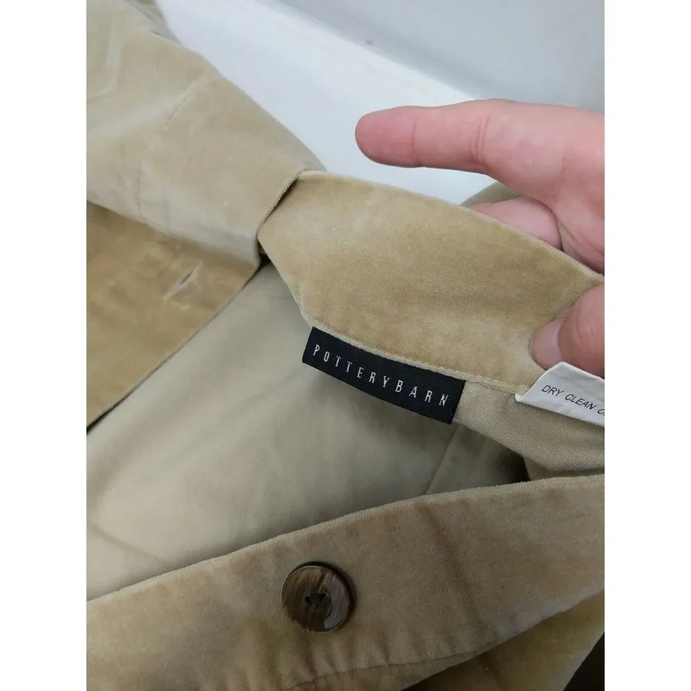 Pottery Barn Tan Velvet Felt‎ Standard Pillow Shams Button Closure 24
